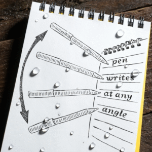 Rite waterproof ink pen upside-down